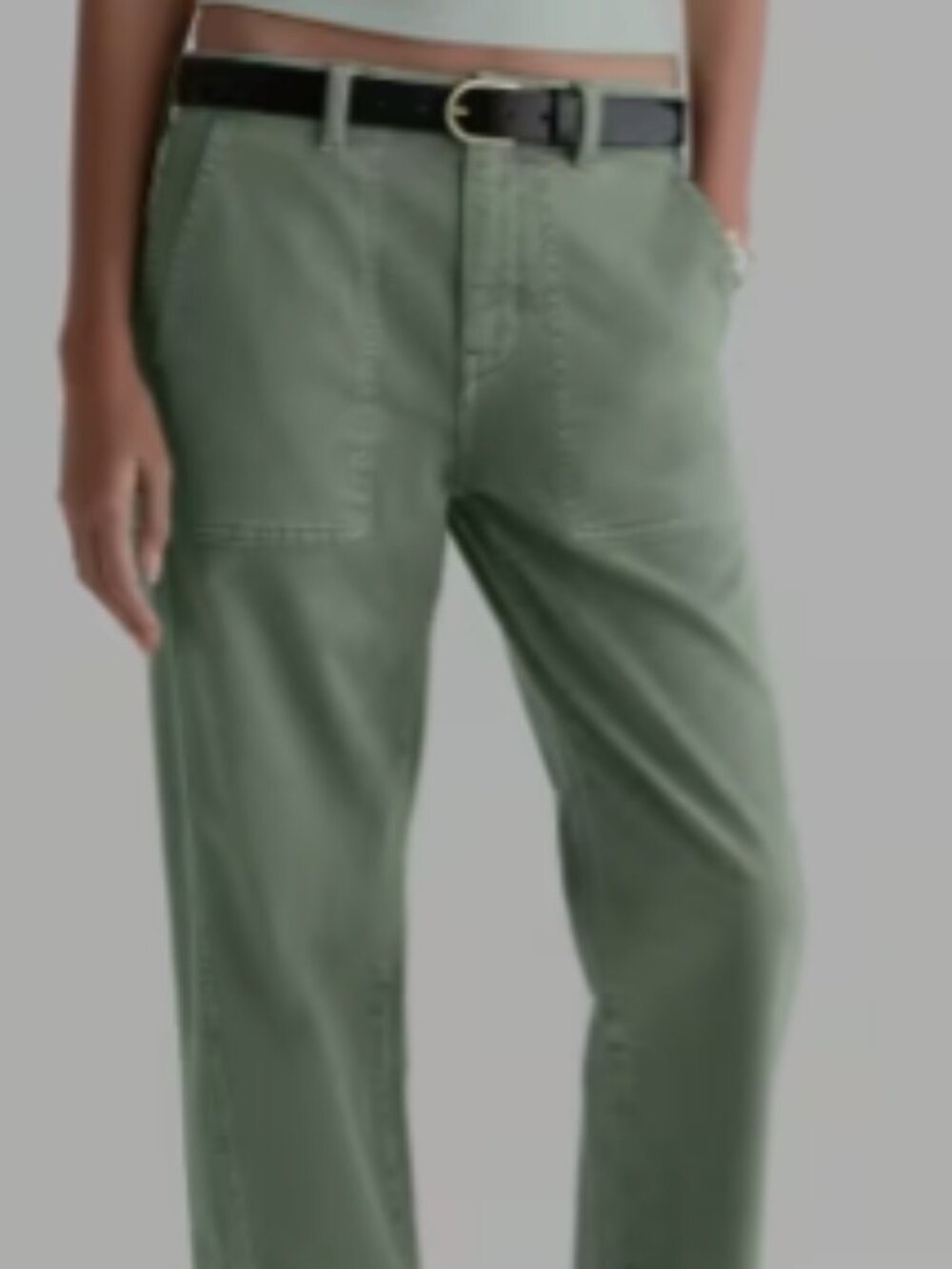 Adriano Goldschmied ANALEIGH High Rise Straight Crop Jeans Size 25 Moss Green